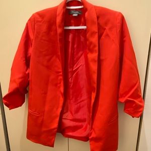 Primark salmon colored blazer with ruched sleeves